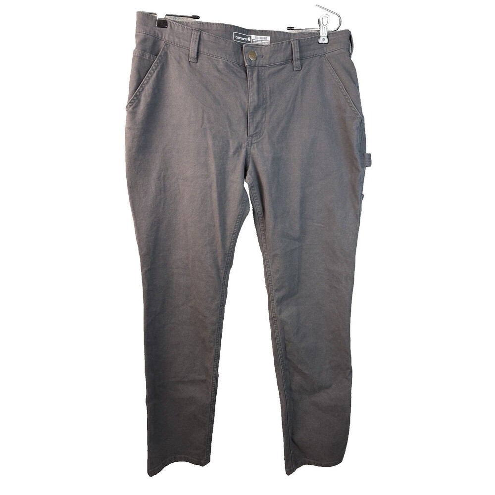 Carhartt Women's Rugged Flex Relaxed Fit Canvas Carpenter Work Pant 12R Gray